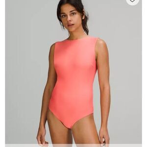 Lululemon Waterside High Neck One Piece Swimsuit size 14 coral bathing suit